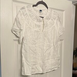 Old Navy White Keyhole Blouse